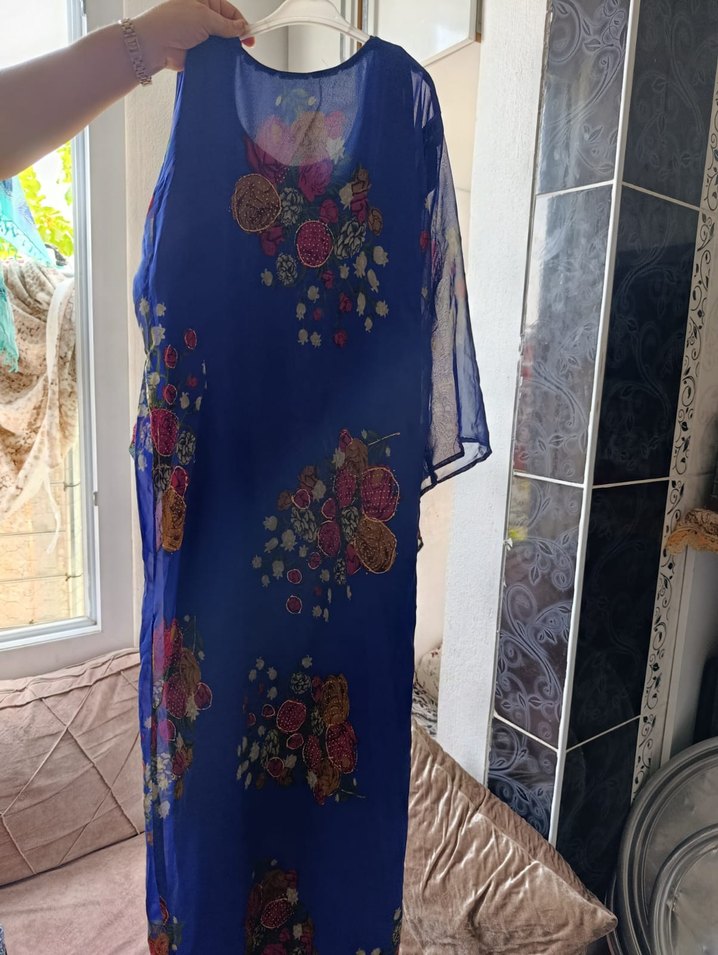 Renkli Çiçek Desenli Uzun Bohem Elbise - Görsel 5