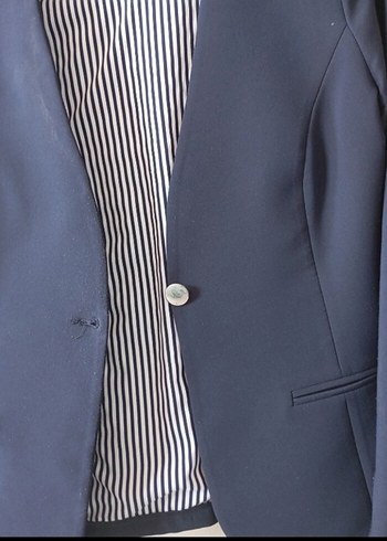 Mavi Düğmeli Kadın Blazer Ceket