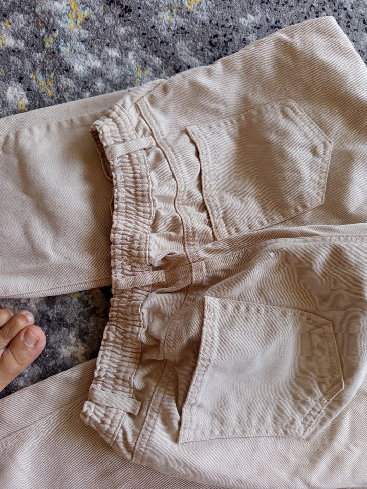 Bej Kadın Keten Rahat Kesim Pantolon - Görsel 2