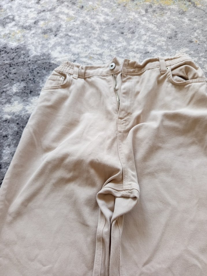 Bej Kadın Keten Rahat Kesim Pantolon - Görsel 4