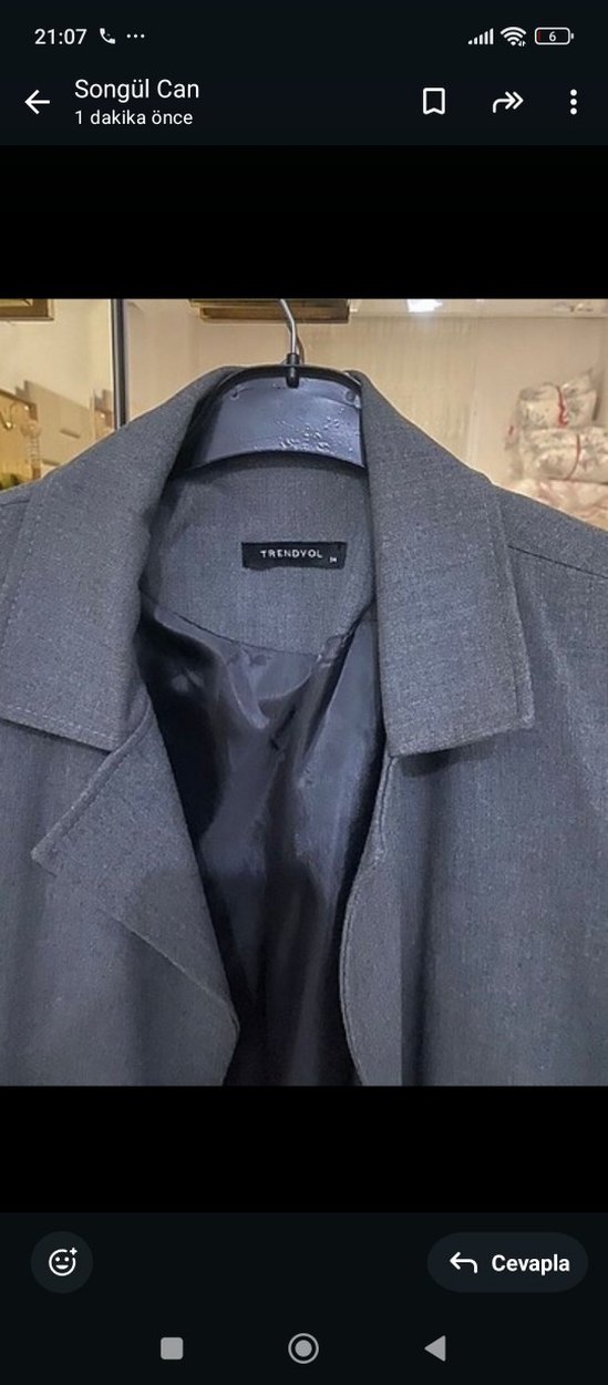 Gri Düğmeli Kadın Blazer Ceket bir kere giyilmiş sadece - Görsel 2