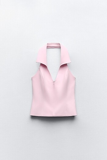 Zara pembe polo yaka crop