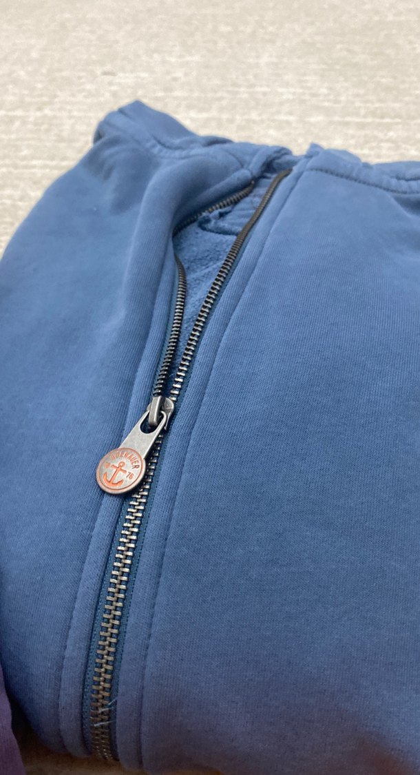 Erkek Mavi Kapüşonlu Fermuarlı Sweatshirt - Görsel 2