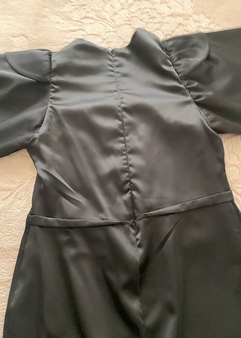 Drapeli Siyah Uzun Kadın Elbise - Görsel 4