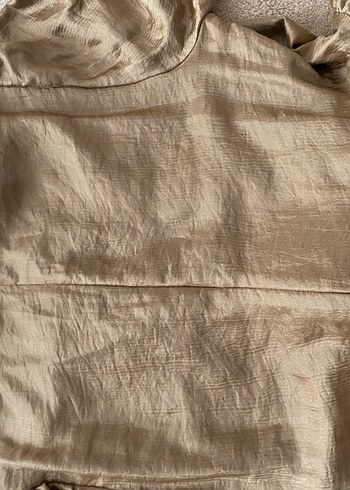 Bej Keten Midi Elbise Yüksek Yakalı - Görsel 5