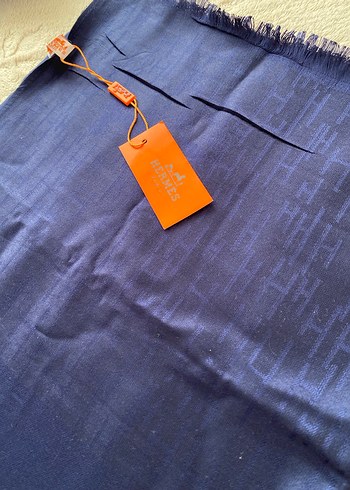 Hermès Paris Mavi İpek Kadın Şal - Görsel 3