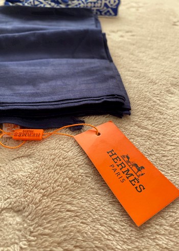 Hermès Paris Mavi İpek Kadın Şal - Görsel 2