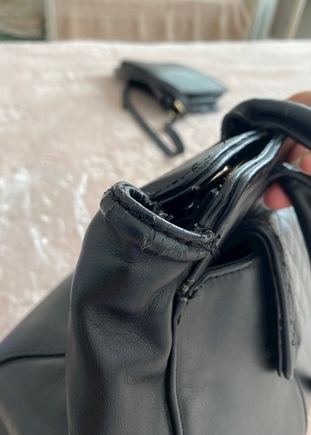 Klasik Siyah Deri Kadın Çanta - Görsel 4