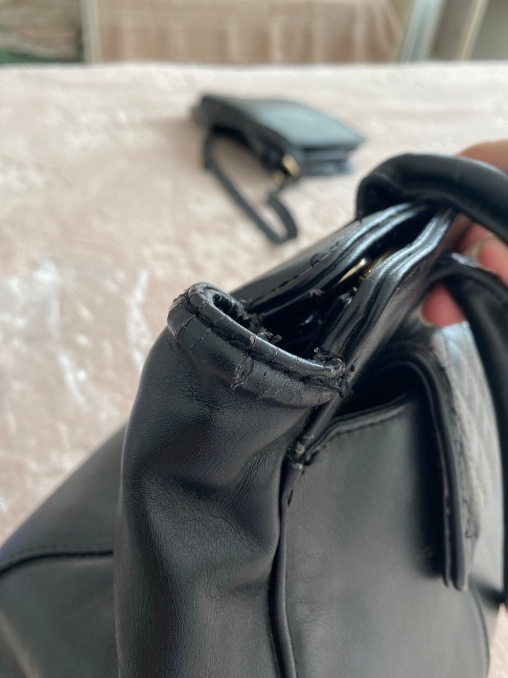 Klasik Siyah Deri Kadın Çanta - Görsel 4