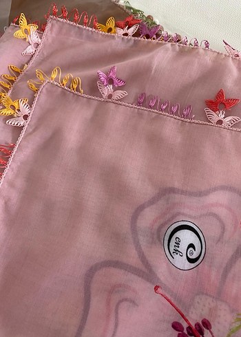 Dantel Detaylı Pembe Bohem Kadın Fuları - Görsel 3