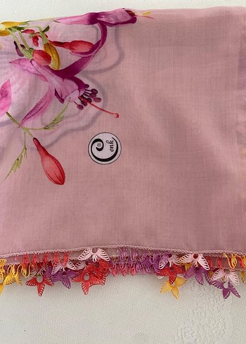 Dantel Detaylı Pembe Bohem Kadın Fuları - Görsel 2