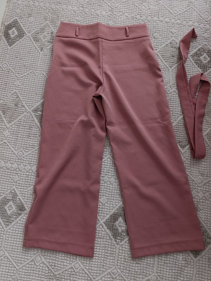 Pembe krep kumaş pantolon - Görsel 5