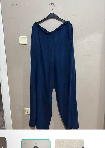 Mango Lacivert Rahat Bol Paca Pantolon