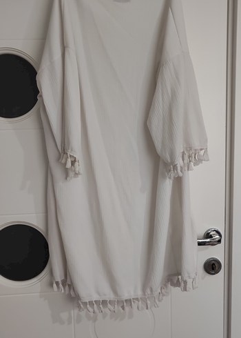 Bohem Beyaz Bornoz Püsküllü - Görsel 2