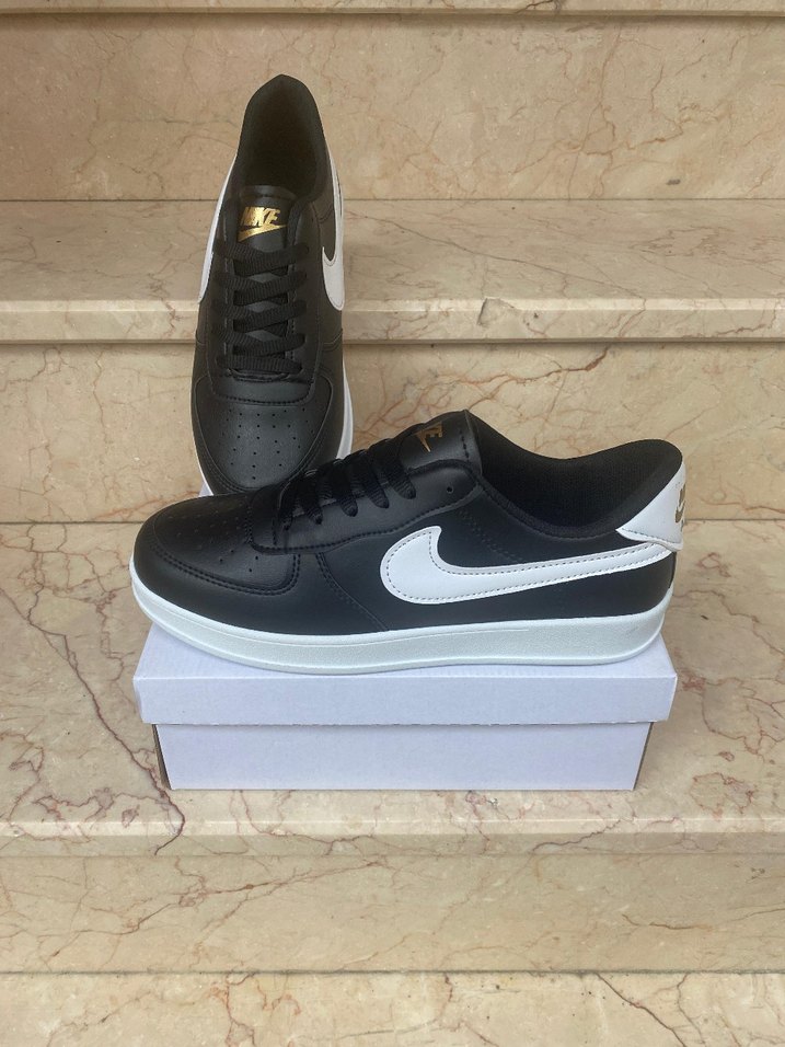 Nike AirForce Siyah Beyaz Spor Ayakkabı - Görsel 3