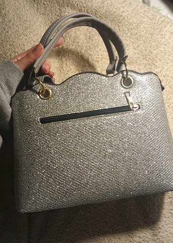 Gri Deri Nakışlı Kadın Kol Çantası - Görsel 4