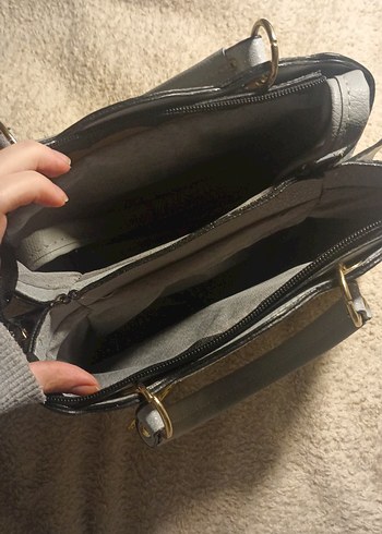 Gri Deri Nakışlı Kadın Kol Çantası - Görsel 3