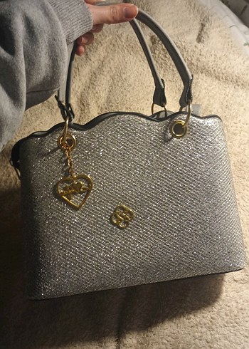 Gri Deri Nakışlı Kadın Kol Çantası - Görsel 5