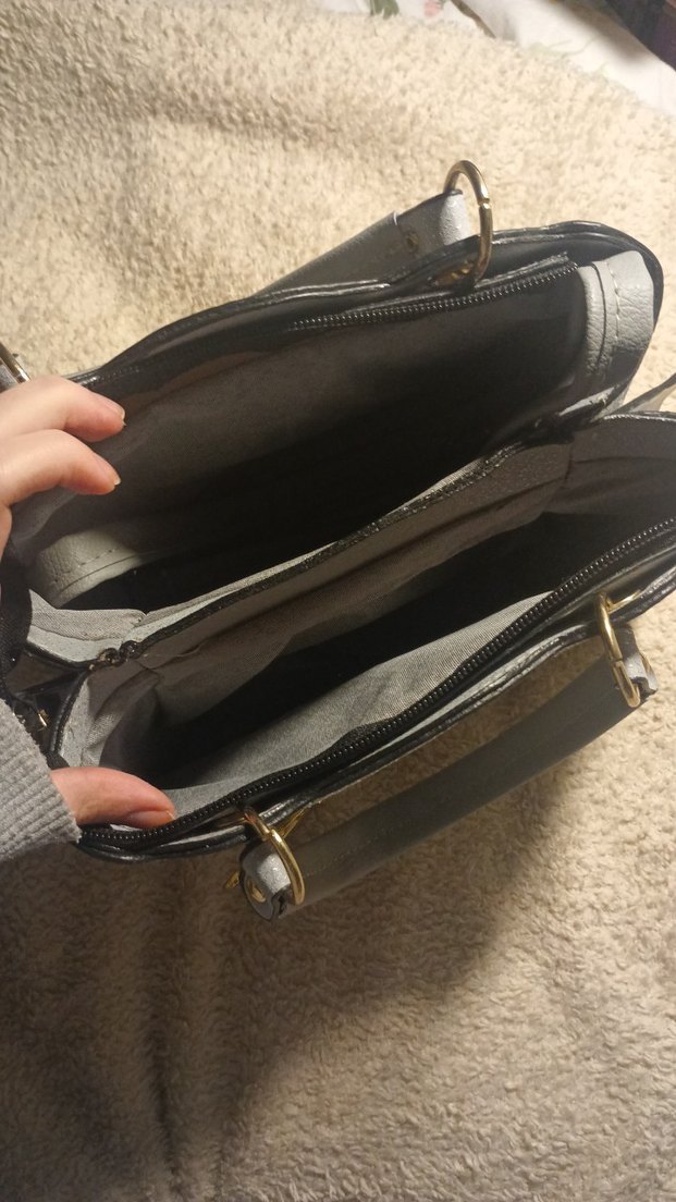 Gri Deri Nakışlı Kadın Kol Çantası - Görsel 3