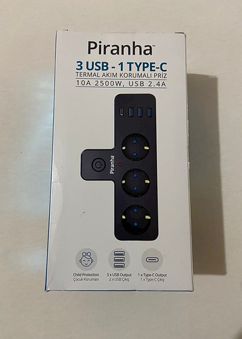 Beden Renk Piranha Termal Akım Korumalı 3 lü Priz
