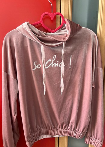 Pembe Kadın Yumuşak Süet Sweatshirt