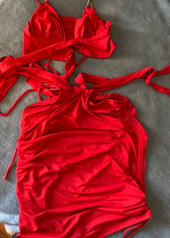 Kırmızı Drapeli Mini Abiye Elbise - Görsel 2