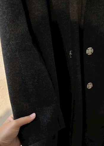 36 Beden gri Renk Koton Uzun Klasik Kaban
