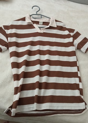 Erkek Kahverengi Çizgili Polo Tişört