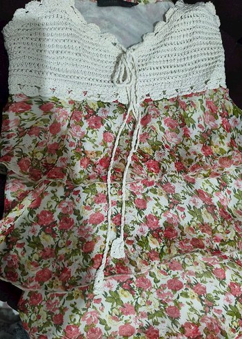 Çiçekli Bohem Askılı Elbise - Görsel 2