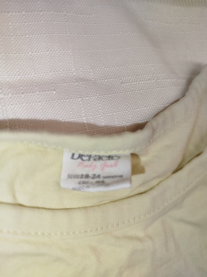 Kız Çocuk Sarı Keten Kısa Kollu Tişört - Görsel 2