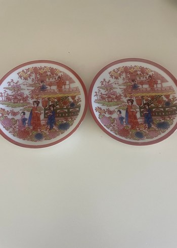 Renkli Baskılı İki Adet JAPON FİNCAN TABAĞI - Görsel 2