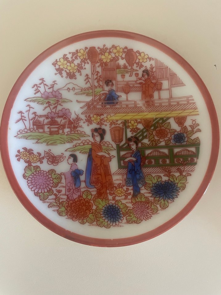 Renkli Baskılı İki Adet JAPON FİNCAN TABAĞI - Görsel 3