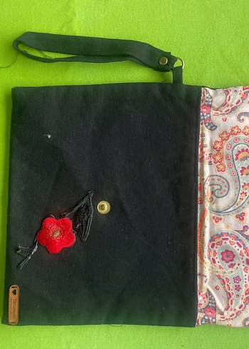 Nakışlı Siyah Bohem Kadın Portföy Çanta - Görsel 2