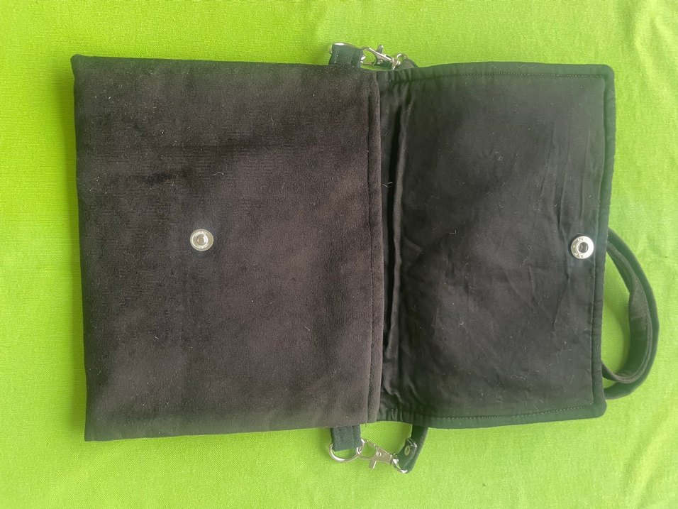 Siyah Nakışlı Süet Goth Çanta - Görsel 2