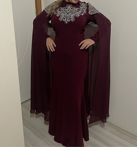 bordo tesettür elbise