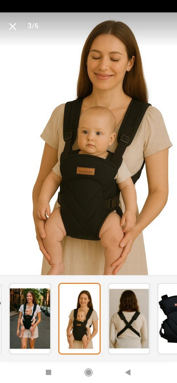 Siyah Bebek Taşıyıcı kanguru - Görsel 3