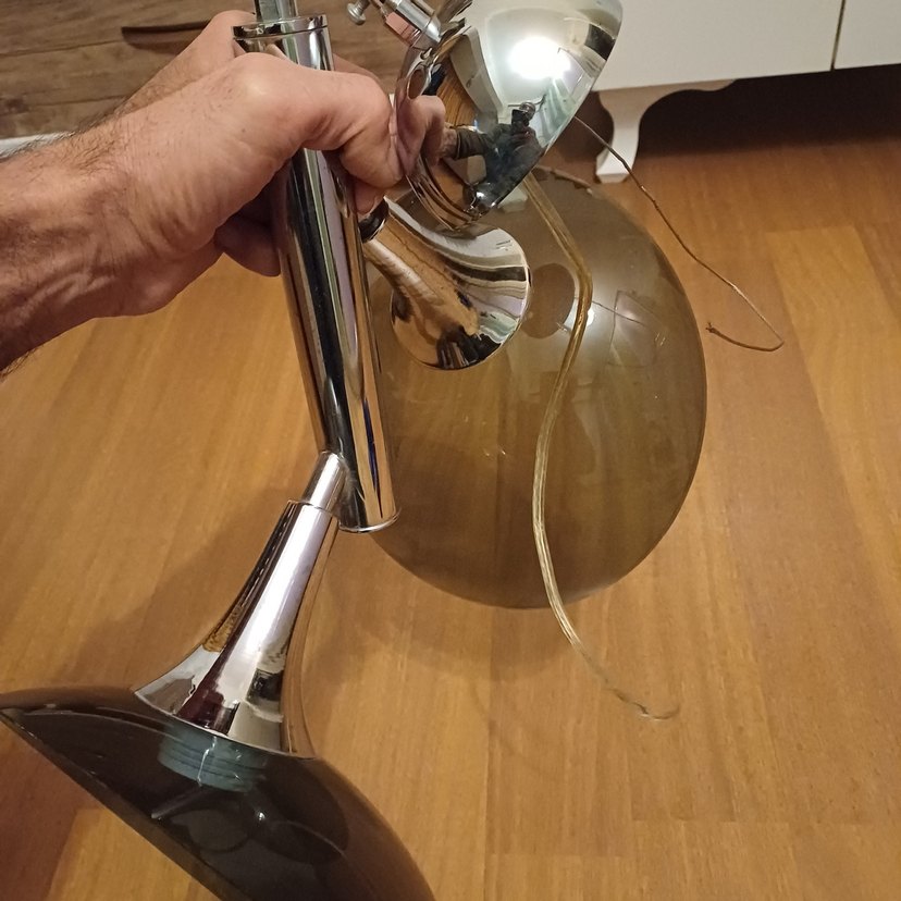 Bej ve Koyu Renkli Metal Lambader - Görsel 5