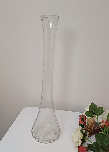 Uzun Beyaz Cam Vazo - Görsel 4