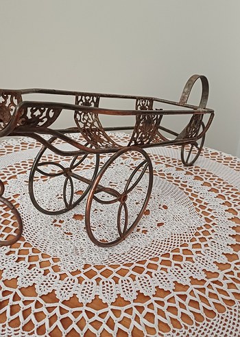 Koyu Kahverengi Metal Üç Tekerlekli Araba - Görsel 2