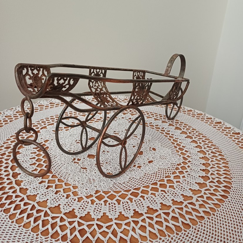 Koyu Kahverengi Metal Üç Tekerlekli Araba - Görsel 2