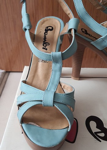 Turkuaz Bantlı Platform Topuklu Kadın Ayakkabı - Görsel 2