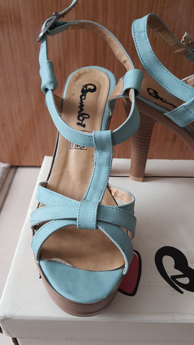 Turkuaz Bantlı Platform Topuklu Kadın Ayakkabı - Görsel 2