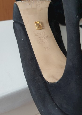 38 Beden Siyah Süet Stiletto Kadın Topuklu Ayakkabı