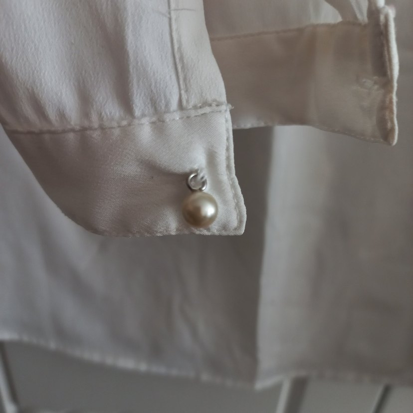 Bohem İşlemeli Beyaz Keten V Yakalı Bluz - Görsel 4