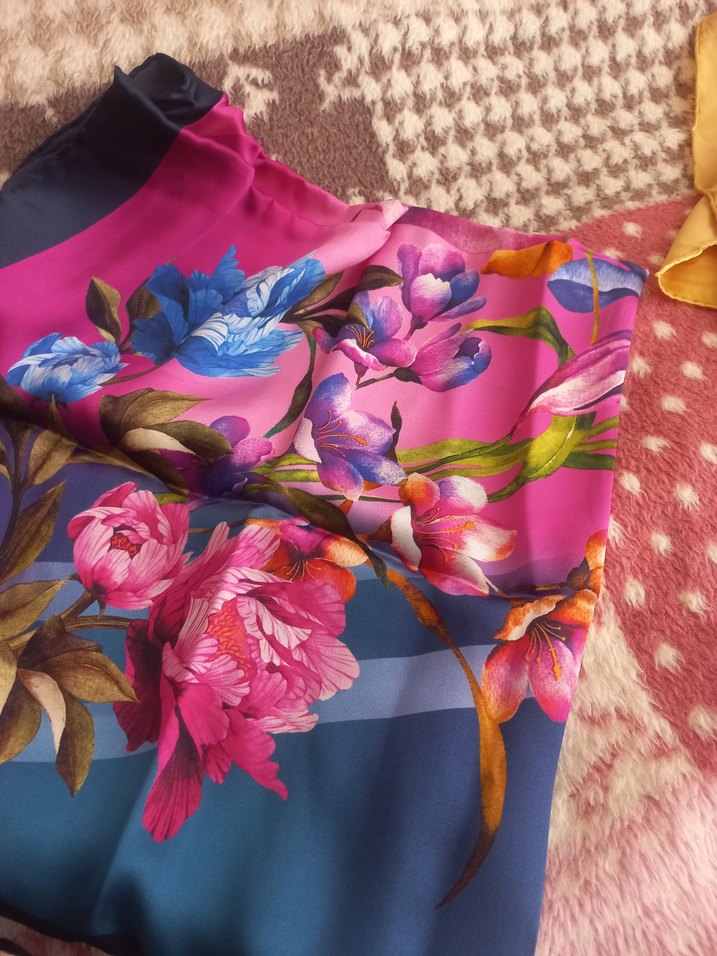 Kadın Çok Renkli ipek eşarp - Görsel 2