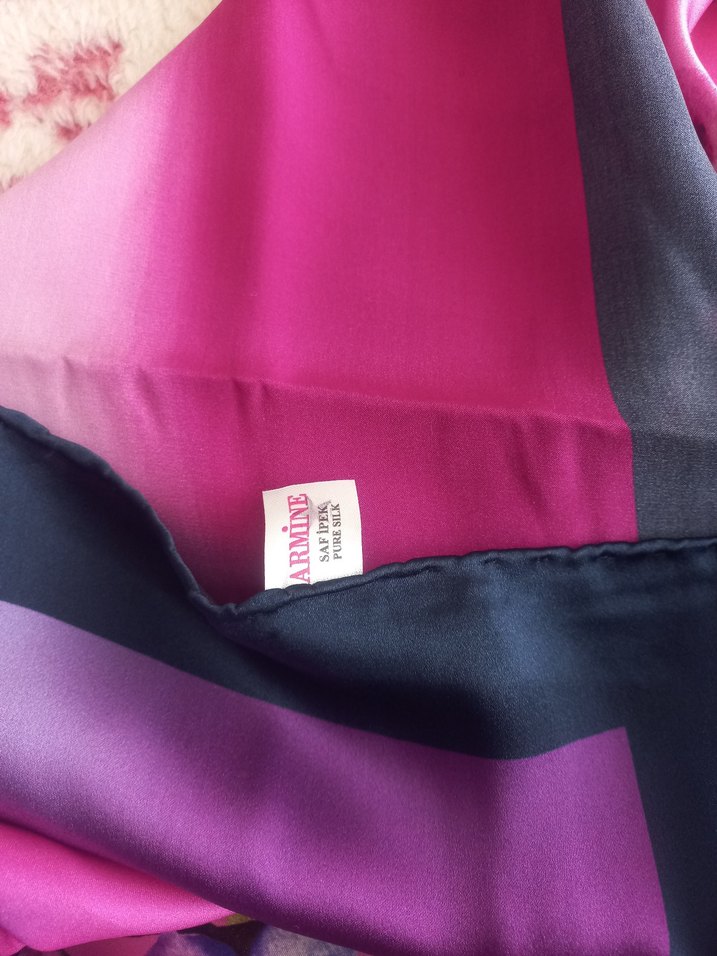 Kadın Çok Renkli ipek eşarp - Görsel 4