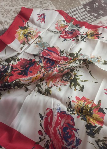 Armine Kırmızı Vintage Bohem Kadın ipek eşarp