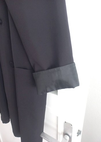 52 Beden Siyah Uzun Kol Düğmeli Kadın Blazer