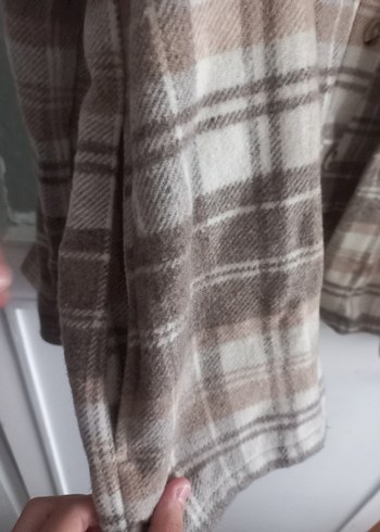 Düğmeli Bej Ekose erkek Gömlek - Görsel 5