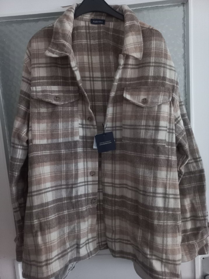 Düğmeli Bej Ekose erkek Gömlek - Görsel 2